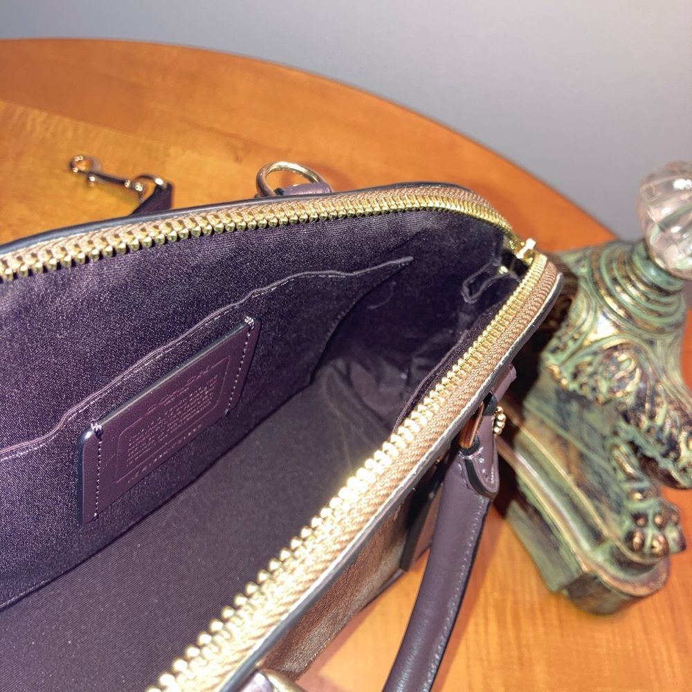 Coach F31968 Sierra Purple & Brown Patent Leather Satchel - Picture 10 of 11